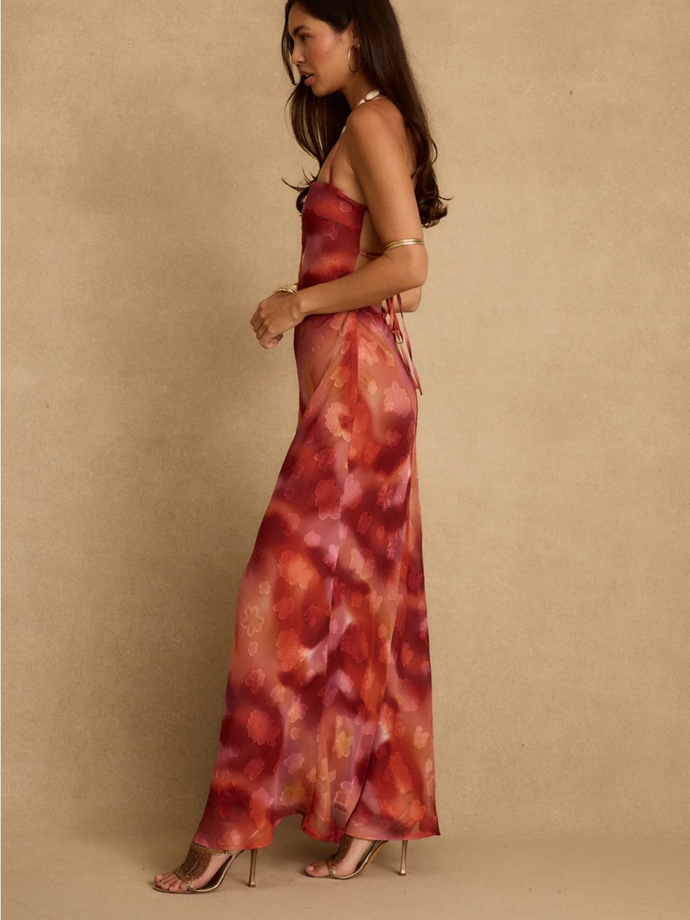 12th Tribe Maris Plum Floral Maxi Dress Size Small - Picture 3 of 7
